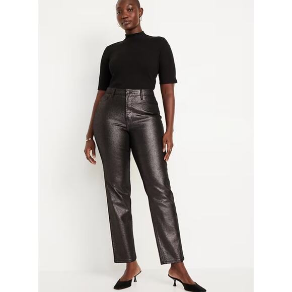 Old Navy High-Waisted Shine OG Straight Ankle Jeans – Dark Shine - Picture 2 of 5